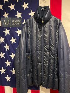 ★ARMANI JEANS★ナイロンダウンジャケット★スタンドカラー★ブルゾン★アウター★ネイビー★紺★Mサイズ★アルマーニジーンズ★