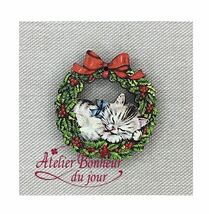 子猫 と リース フランス 製 木製ボタン アトリエ ボヌール ドゥ ジュール 小物 雑貨 ねこ ネコ クリスマス パタミン ボタン ハンドメイド_画像3