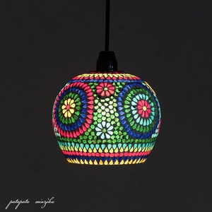 オーバル カラフルモザイク ランプ イスラミック カラフル パタミン 照明 ペンダントライト ステンドグラス