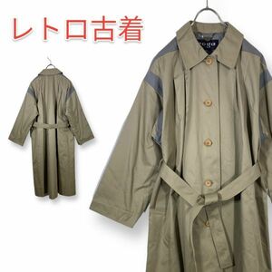 80s 90s rogaro gallon g turn-down collar coat lady's Rena un Vintage adult stylish ko-te belt attaching anonymity delivery 