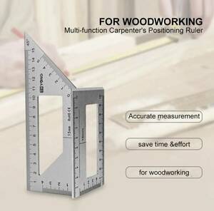 木工用 45度 90度 135度 角度 アルミニウム合金 スケール 定規 シルバー