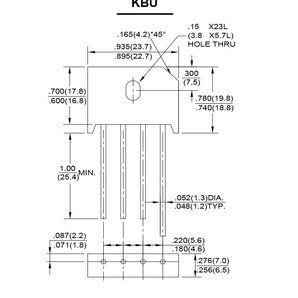 KBU2510 整流用 単相ブリッジダイオード 1000V 25A の画像2