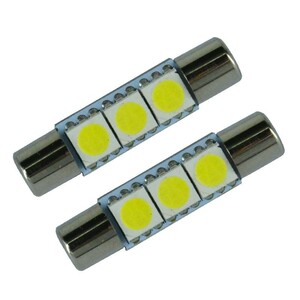 5050SMD LED 3連 T6.3×28mmランプ 白色 バニティランプ ホンダ車等