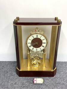 SEIKO QUARTZ セイコー クオーツ 置時計 置き時計 アナログ 電池 木製 金 ゴールド 赤 昭和レトロ 電池付属