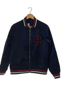 TOMMY HILFIGER◆Hロゴ/スタジャン/M/ポリエステル/NVY/0193460