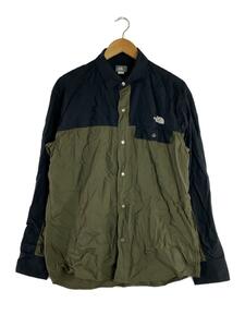 THE NORTH FACE◆L/S NUPTSE SHIRT_ロングスリーブヌプシシャツ/L/ナイロン/GRN/無地