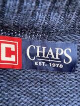 CHAPS RALPH LAUREN◆セーター(厚手)/ハーフボタン/エルボーパッチ/M/コットン/NVY_画像3