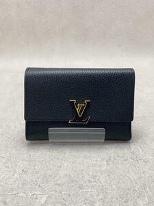 LOUIS VUITTON◆ポルト・フォイユ・カプシーヌ・コンパクト_パルナセア_BLK/牛革/BLK/レディース