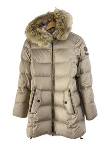 COACH* down jacket /XS/ polyester /BEG/ plain / down coat / fur 