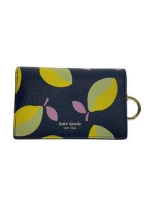 kate spade new york◆カードケース/レザー/NVY/総柄/レディース