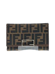 FENDI◆3つ折り財布/キャンバス/BRW/総柄/レディース/07-15829-001