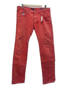 ARMANI JEANS◆ストレートパンツ/33/コットン/RED/無地/2152 05466