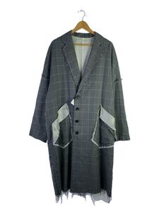 sulvam◆CHECK OVER COAT/チェックオーバーコート/M/ウール/GRY/千鳥格子/SI-C01-110