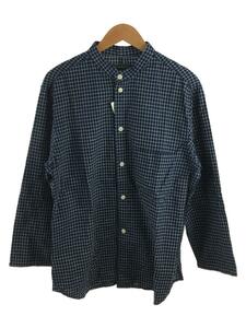 WEAR MASTERS/長袖バンドカラーシャツ/42/コットン/インディゴ/チェック