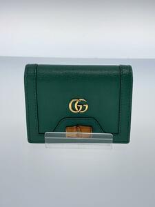 GUCCI◆2つ折り財布/レザー/GRN/無地/レディース