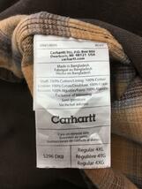 Carhartt◆カーハート/シャツジャケット/レザーロゴタグ/裏地チェック/長袖シャツ/O/コットン/ブラウン_画像4