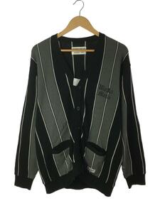 WACKO MARIA◆STRIPED CARDIGAN/L/コットン/BLK/ストライプ