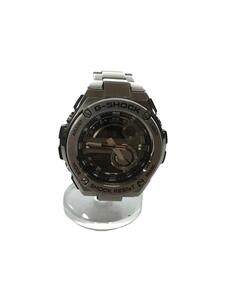 CASIO◆クォーツ腕時計・G-SHOCK/デジアナ/ステンレス/BLK/SLV