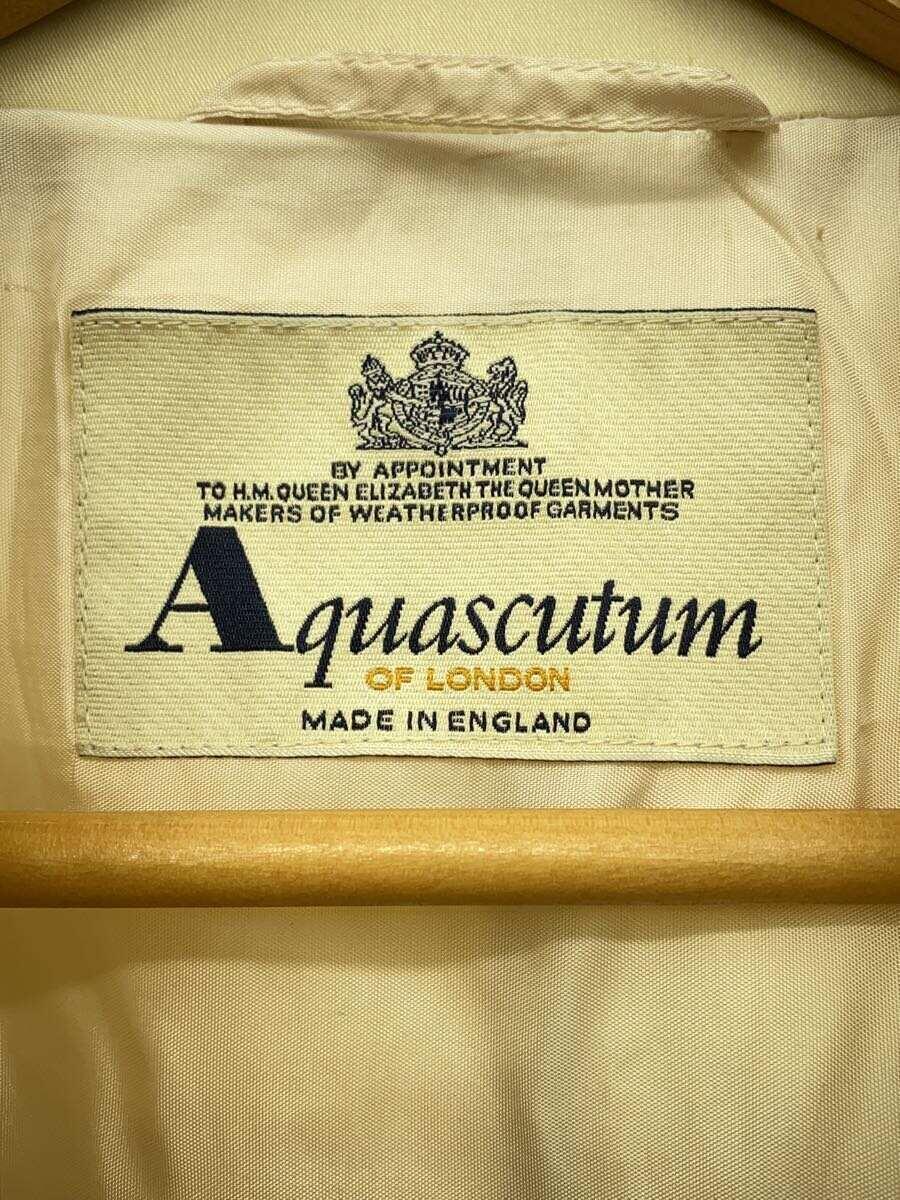 Aquascutum◆ステンカラーコート/レーヨン/BEG/無地/汚れ有り Aquascutum◆ステンカラーコート/レーヨン/BEG/無地/汚れ有り