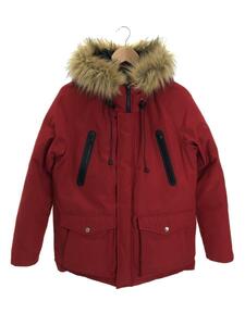 Schott◆HOODED DOWN JACKET/ダウンジャケット/S/ポリエステル/RED/無地/3152034