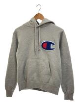 Champion◆デカワッペンロゴパーカー/裏起毛S/コットン/グレー/C3-E127_画像1