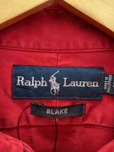 POLO RALPH LAUREN◆長袖シャツ/S/ポリエステル/RED/無地_画像3