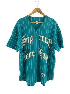 Supreme◆19AW/LOVE HATE BASEBALL JERSEY/半袖シャツ/XL/コットン/GRN/ストライプ