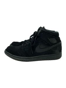 NIKE◆AIR JORDAN 1 MID/エアジョーダンミッド/ブラック/554724-040/27.5cm