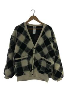 X-girl◆BUFFALO PLAID BOA CARDIGAN/S/ポリエステル/WHT/チェック/105224015003