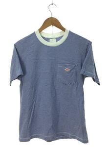 DANTON◆18SS/クルーネックポケットTシャツ/Tシャツ/38/コットン/BLU/ボーダー/18S-HS-003