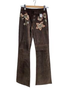 MARNI◆flower patch suede bootcut pants/ブーツカットパンツ/38/スウェード/BRW