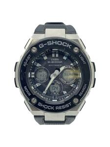 CASIO◆ソーラー腕時計・G-SHOCK/デジアナ/ラバー/BLK/BLK/SS