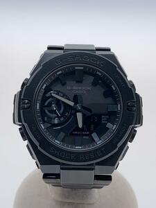 CASIO◆ソーラー腕時計_G-SHOCK/アナログ/ステンレス/BLK/BLK