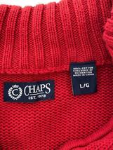 CHAPS RALPH LAUREN◆セーター(厚手)/ハーフジップ/L/コットン/RED_画像3