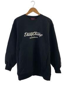 HIDE AND SEEK◆HS DUSTYCHAMP CREWNECK/スウェット/XL/コットン/BLK/無地/NO-JP-179