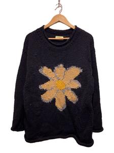 Niche.◆mcmachan woolen フラワーデザイン ロールネックニット セーター(厚手)/BLK