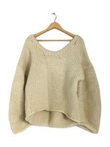 HAKUJI◆HAND KNIT/ニット/セーター(厚手)/ウール/ホワイト/ケーブルニット/H051951