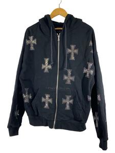 UNKNOWN LONDON◆ジップパーカー/M/コットン/BLK/Cross Rhinestone Zip Hoodie