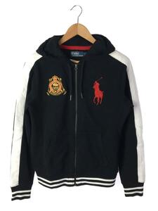 POLO RALPH LAUREN◆ジップパーカー/M/コットン/BLK/使用感、汚れ有