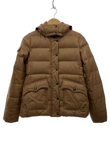 BURBERRY BLUE LABEL◆ダウンジャケット/38/ポリエステル/茶/FC524-693-50/裏地チェック/ファー欠品/汚れ