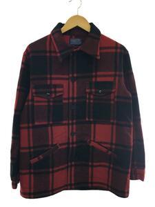 PENDLETON◆70s/MADE IN USA/ウールジャケット/M/ウール/レッド×ブラック/バッファローチェック