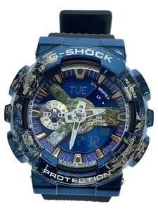 CASIO◆クォーツ腕時計_G-SHOCK/デジアナ/ラバー/BLU/BLK