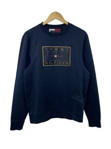 TOMMY HILFIGER◆トミーヒルフィガー/アイコンロゴトレーナー/MW21037 DW5/スウェット/S/コットン/ネイビー/無地