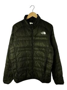 THE NORTH FACE◆LIGHT HEAT JACKET_ライトヒートジャケット/-/ナイロン/KHK/襟回り黒く変色あ