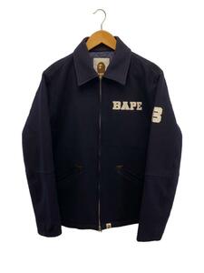 A BATHING APE◆ブルゾン/L/ウール/NVY/001HJJ801005M/MELTON ZIP JACKET