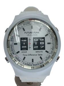 FUTURE FUNK◆クォーツ腕時計/アナログデジタルウォッチ/ラバー/ホワイト/FF105