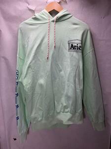 ARIES◆Temple Hoodie/パーカー/L/コットン/GRN/srar20006/011