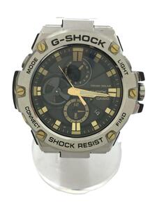 CASIO◆ソーラー腕時計・G-SHOCK/アナログ/ステンレス/BLK/SLV