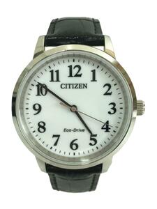 CITIZEN◆ソーラー腕時計/アナログ/フェイクレザー/WHT/BLK/E031-S125910