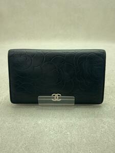 CHANEL◆長財布/レザー/BLK/レディース